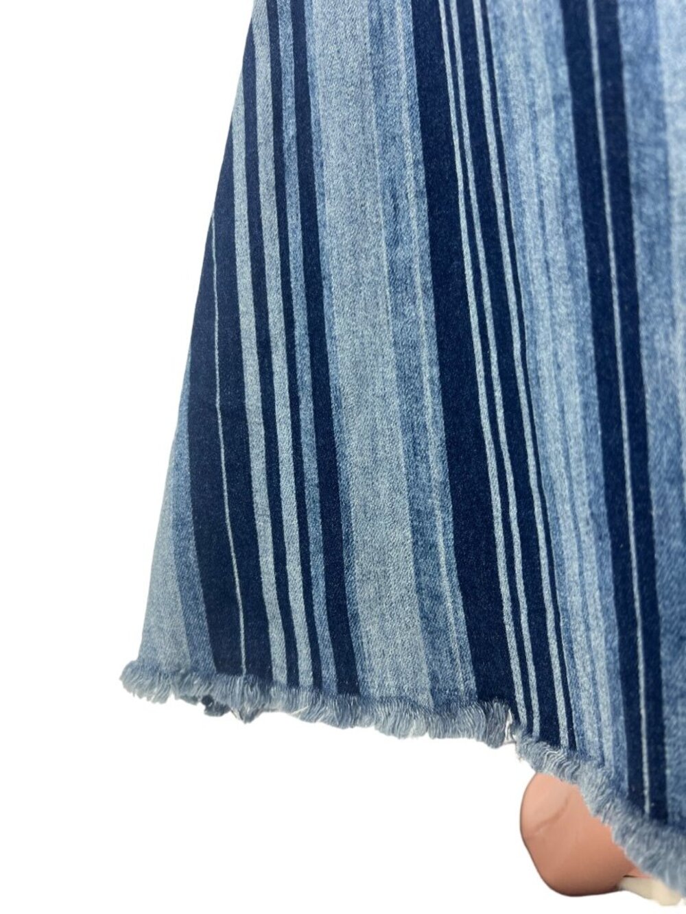 RARE NWT Free People Blue Stripe Super Flare Bell Bottom Jeans | Costal Cowgirl - Picture 13 of 16